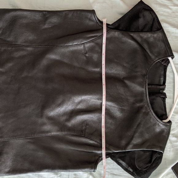 Aula Lamb Leather Top with Sheer Cap Sleeves - Picture 3 of 6